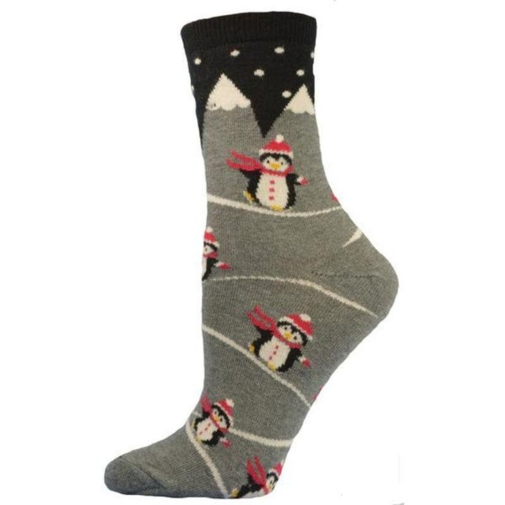 Happy Penguin Cotton Crew Winter Socks